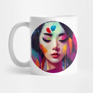 Abstract Pastel painting Beautiful Chinese woman portrait Mug